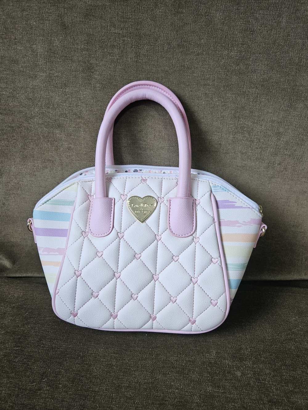 Betsey Johnson Pastel Quilted Mini Tote with Heart Emblem